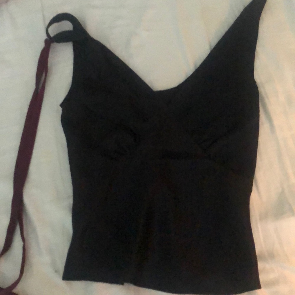 Black Sinfle camisole with maroon tie.  Silk